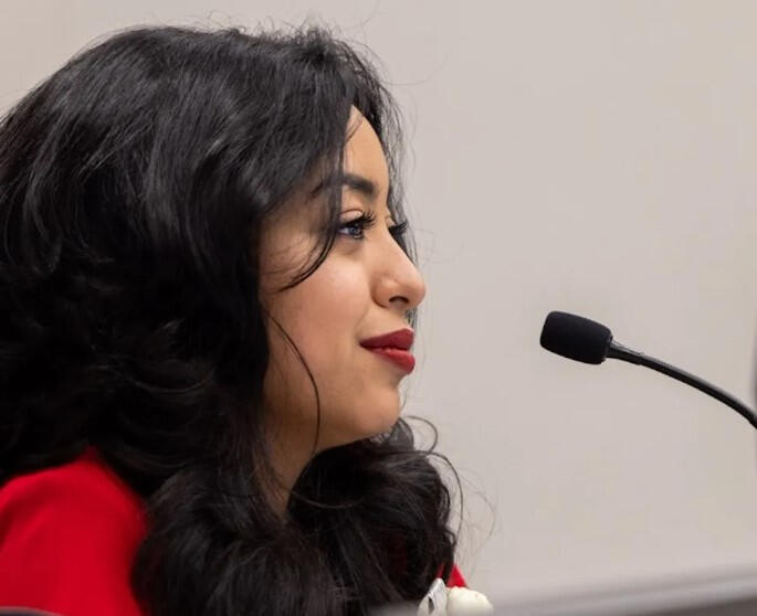 Councilmember Wendy Santamaria pushing for stronger protections against evictions. She said. "There are people’s lives — not just money — at risk here.” (Ingrid Bostrom)